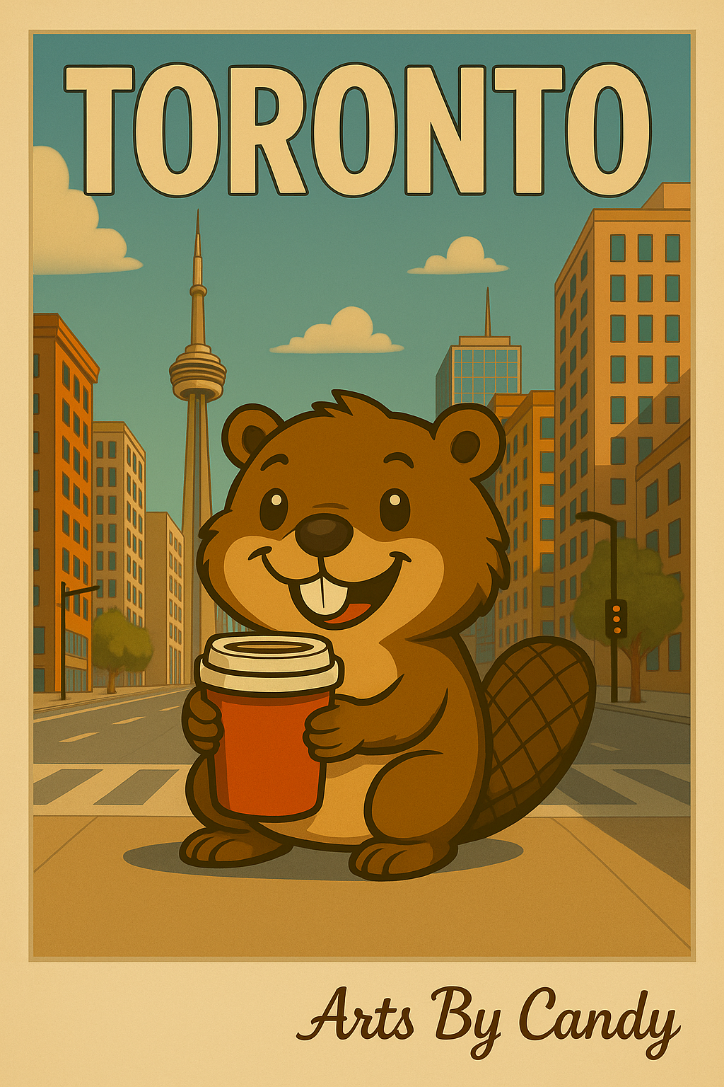 Toronto Postcard – Beaver & CN Tower City Scene