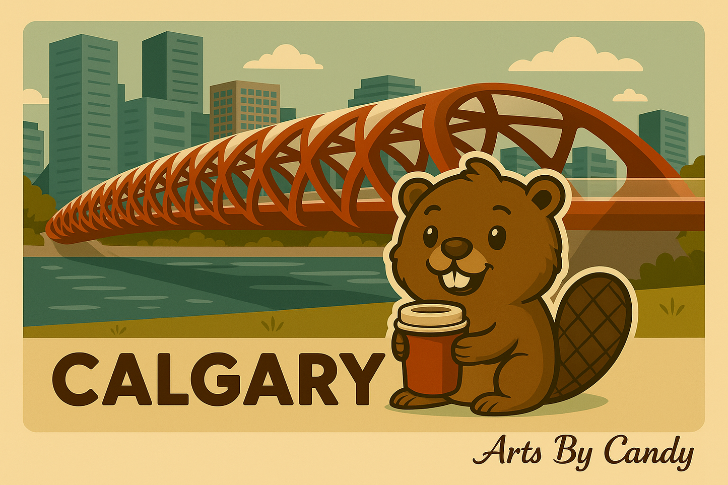 Calgary Postcard – Beaver at Peace Bridge