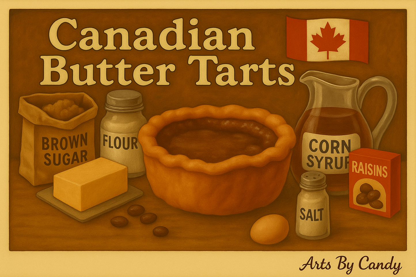 Canadian Butter Tart Postcard – Classic Dessert Illustration
