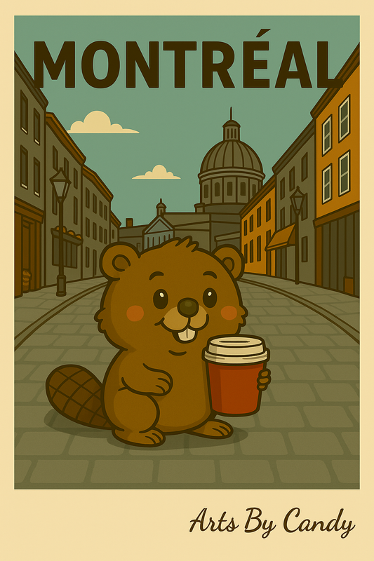 Montréal Postcard – Beaver in Old Montreal